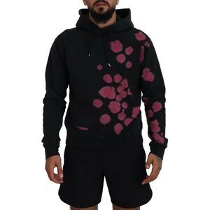 Dsquared² Black Tie Dye Cotton Hooded Sweatshirt Men's Sweater